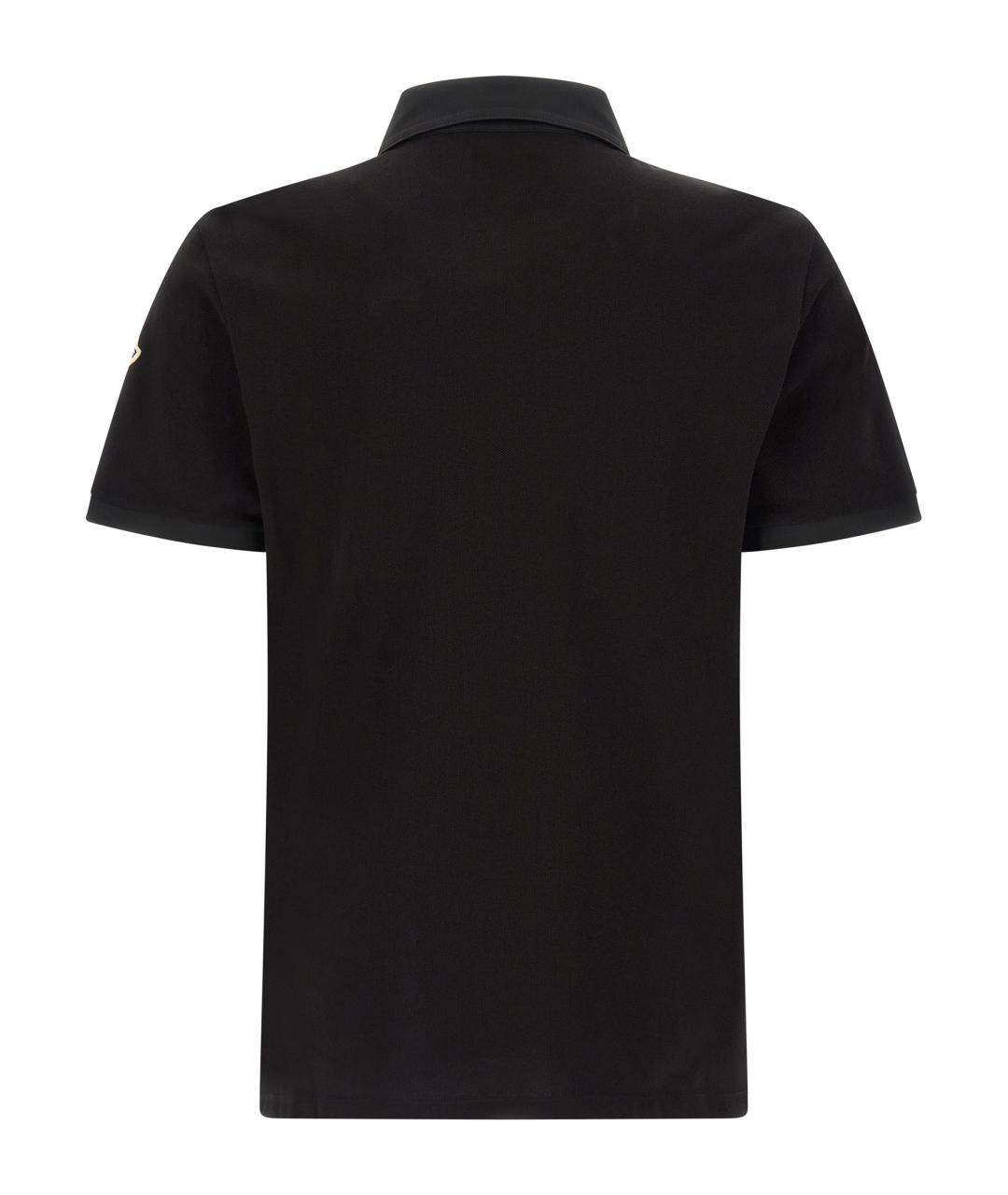 MONCLER Черное хлопковое поло с коротким рукавом, фото 2