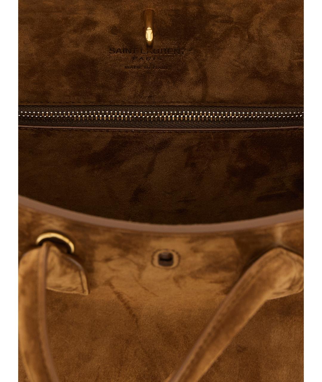 SAINT LAURENT Коричневая кожаная сумка через плечо, фото 5