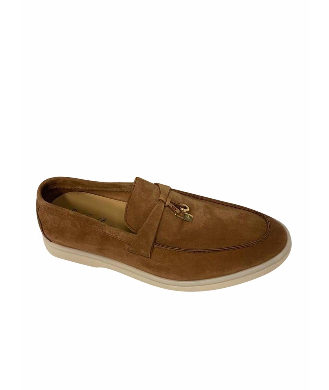 LORO PIANA Коричневые замшевые лоферы, фото 1
