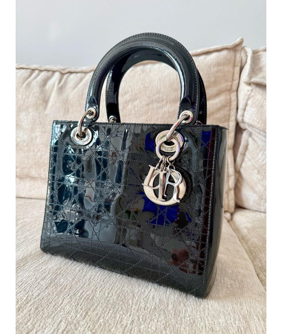 CHRISTIAN DIOR Черная сумка тоут из лакированной кожи, фото 9