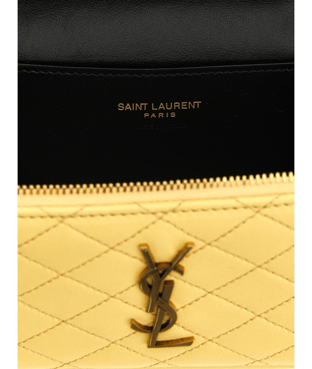 SAINT LAURENT Желтая кожаная сумка через плечо, фото 4