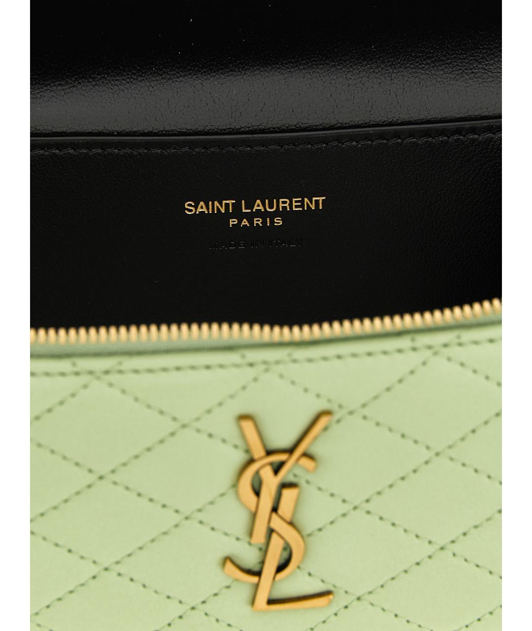 SAINT LAURENT Зеленая кожаная сумка через плечо, фото 4