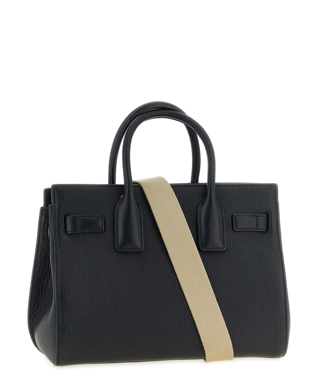 SAINT LAURENT Черная кожаная сумка тоут, фото 2