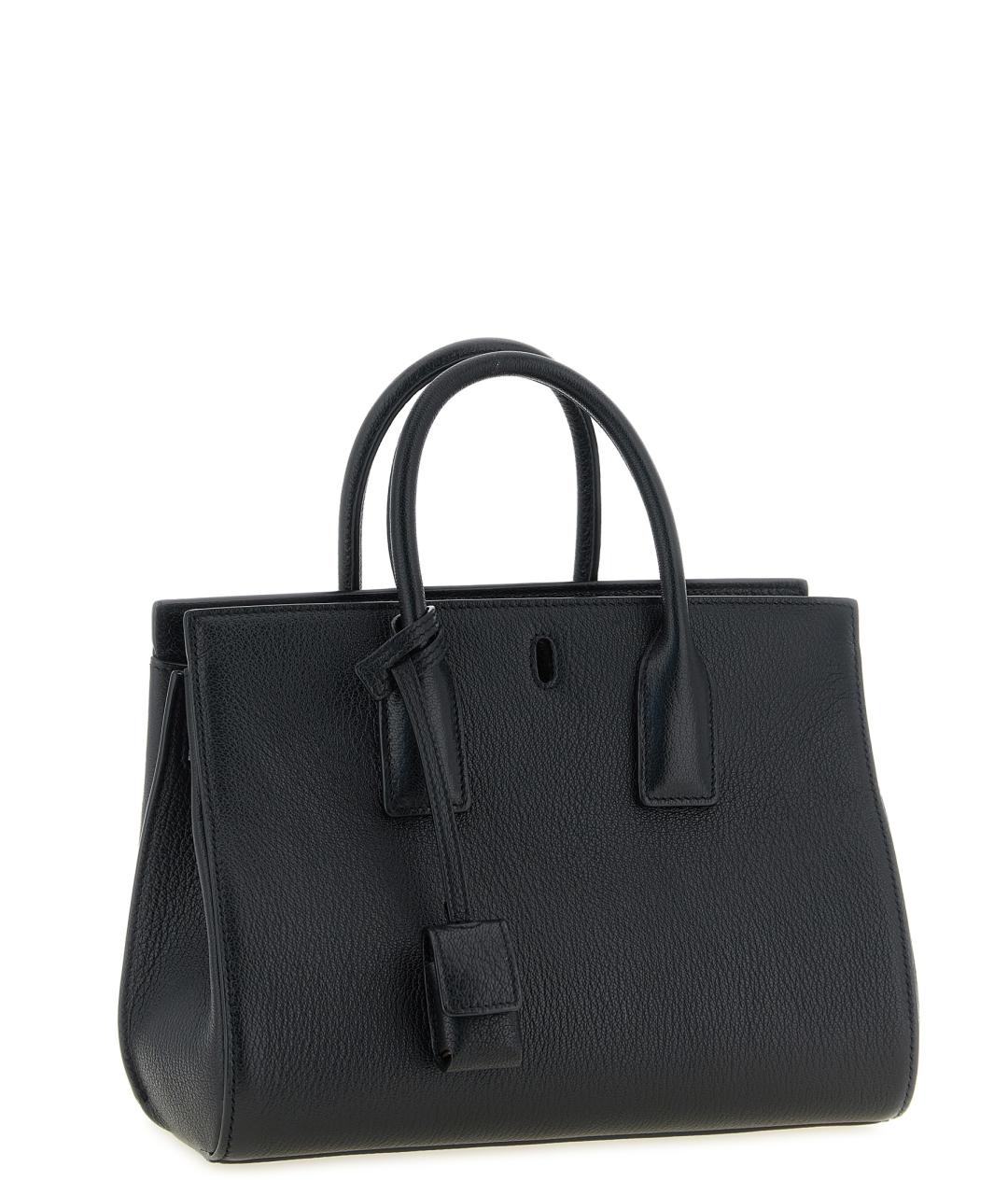 SAINT LAURENT Черная кожаная сумка тоут, фото 4