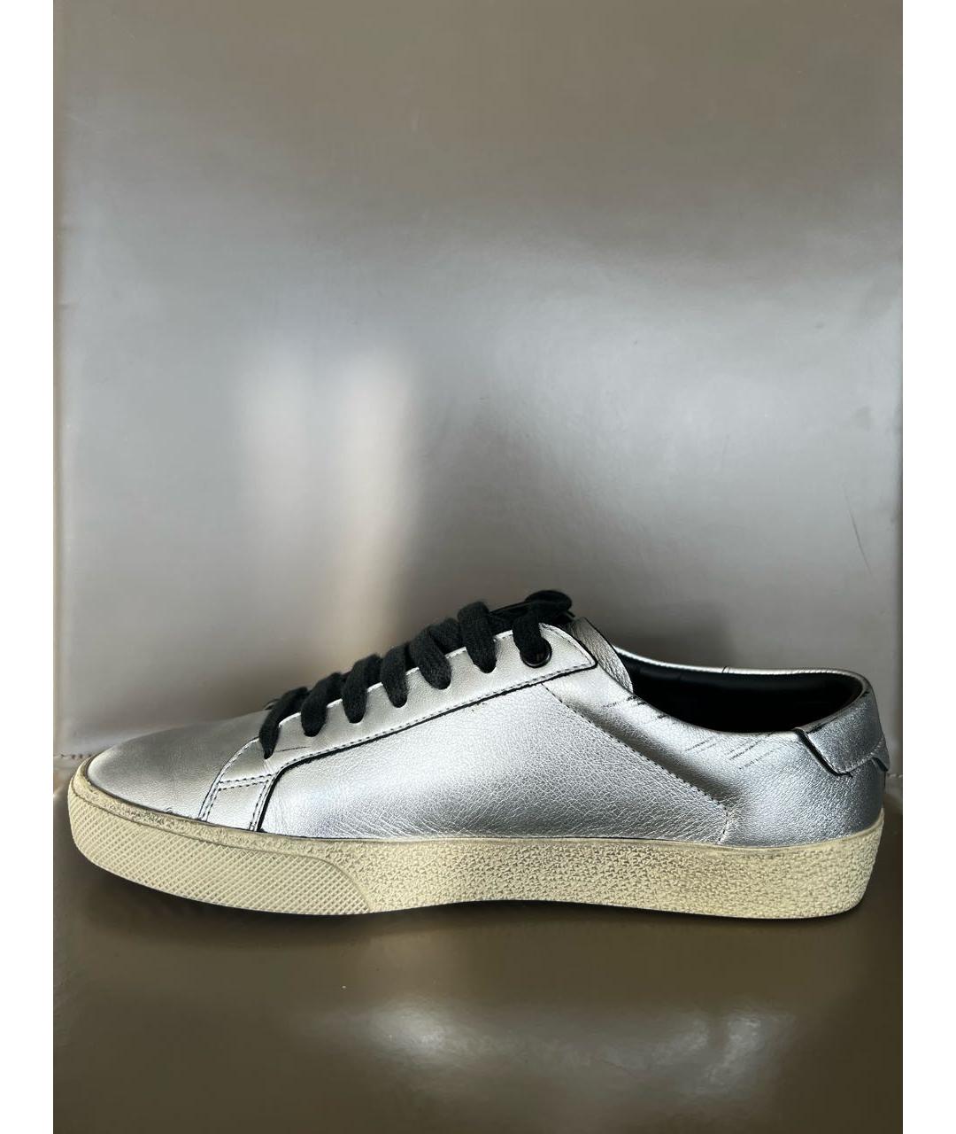 SAINT LAURENT Серебряные кожаные кеды, фото 5