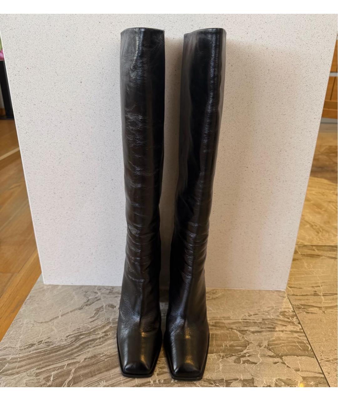 SAINT LAURENT Черные кожаные сапоги, фото 2