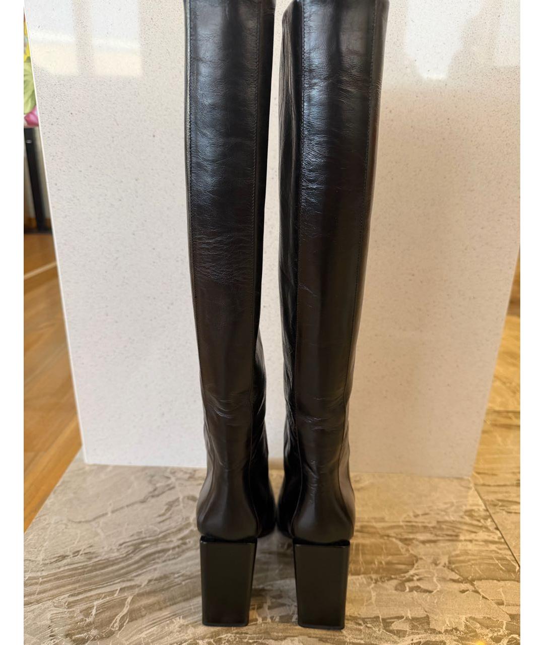 SAINT LAURENT Черные кожаные сапоги, фото 4