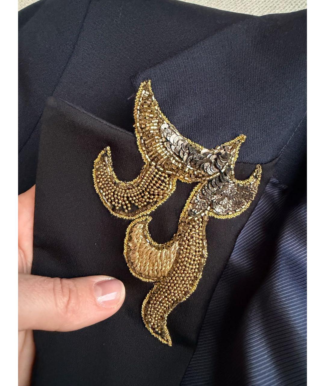 SANDRO Темно-синий шерстяной жакет/пиджак, фото 3