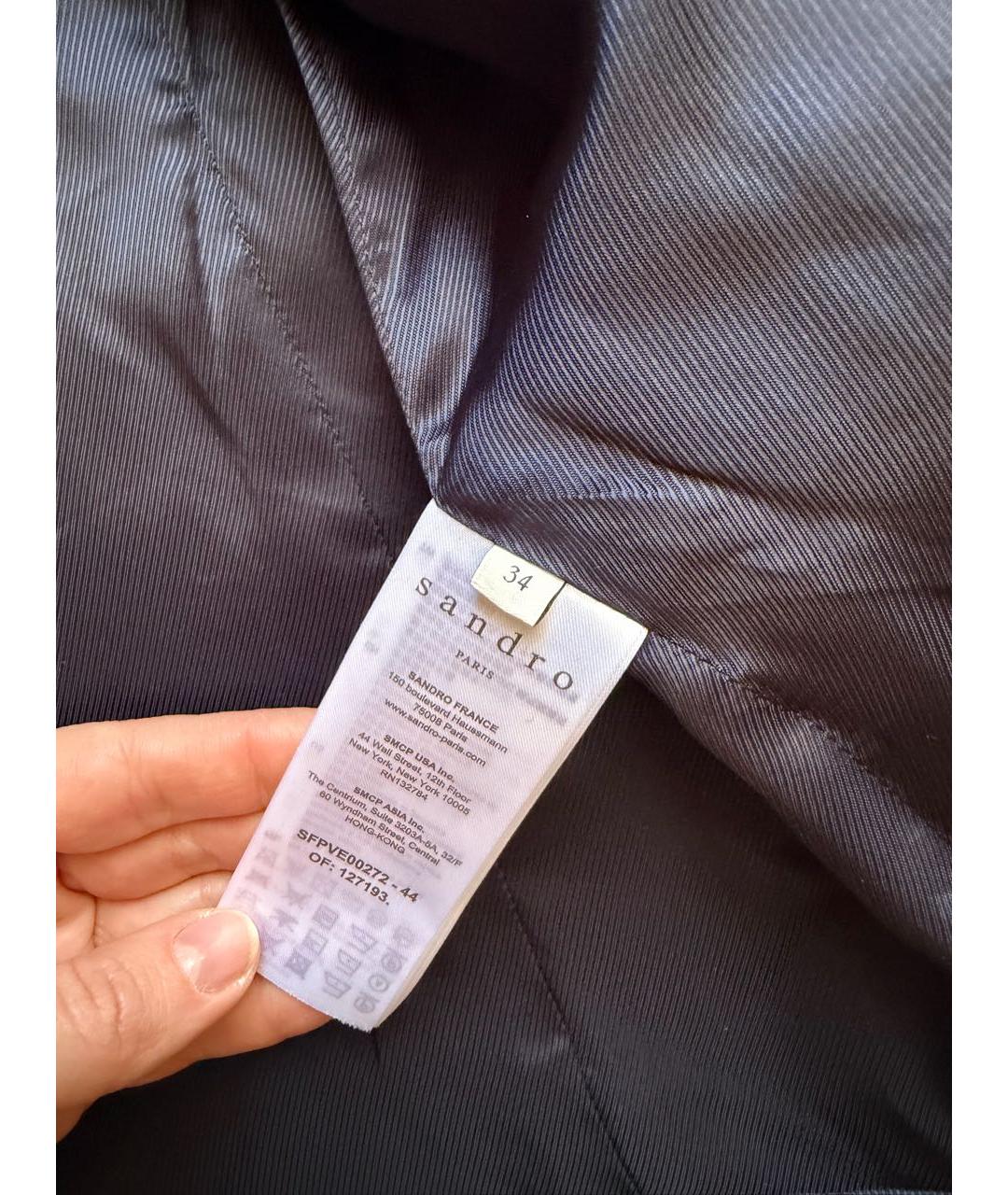 SANDRO Темно-синий шерстяной жакет/пиджак, фото 6
