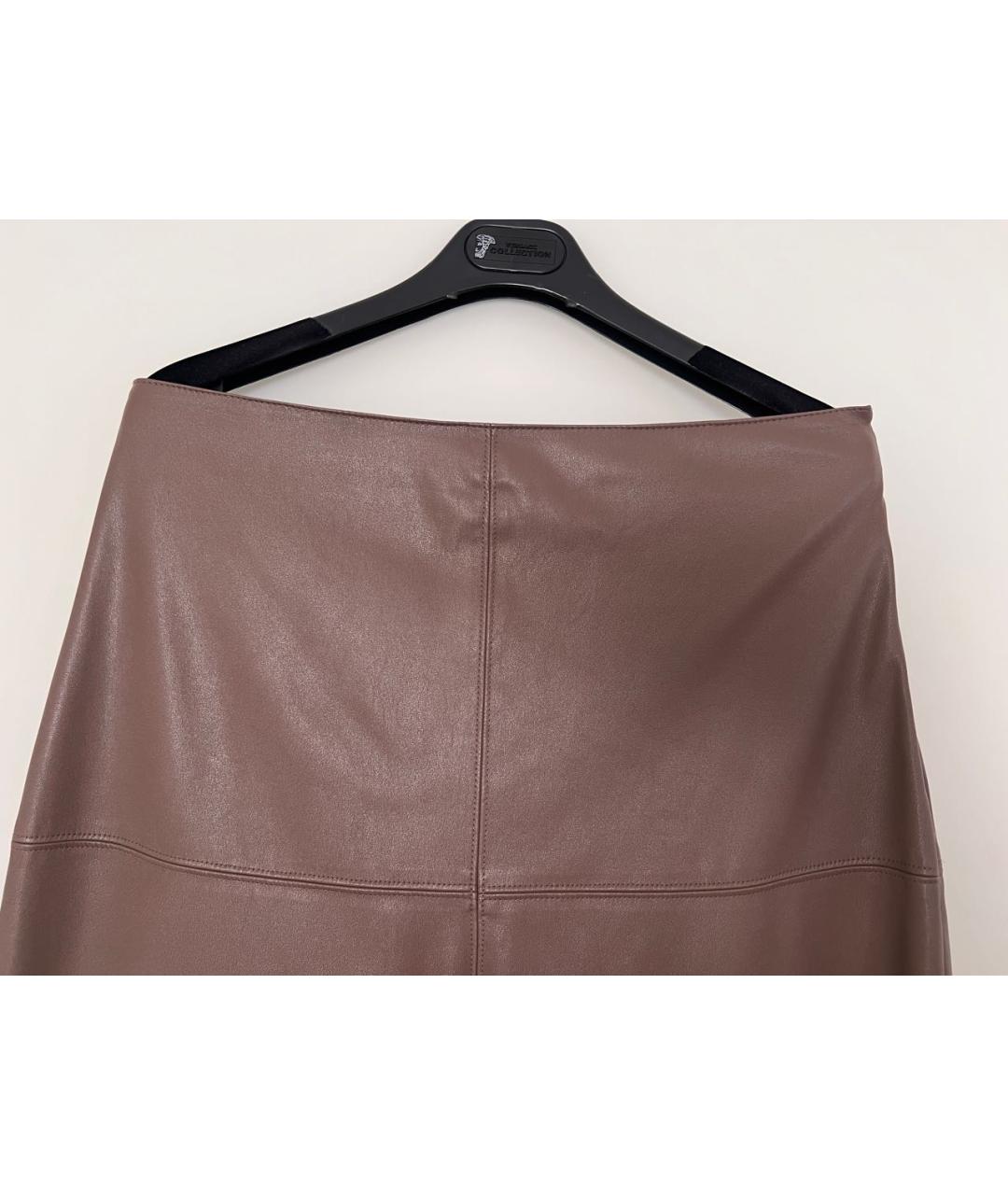 MAX MARA Коричневая полиэстеровая юбка миди, фото 3