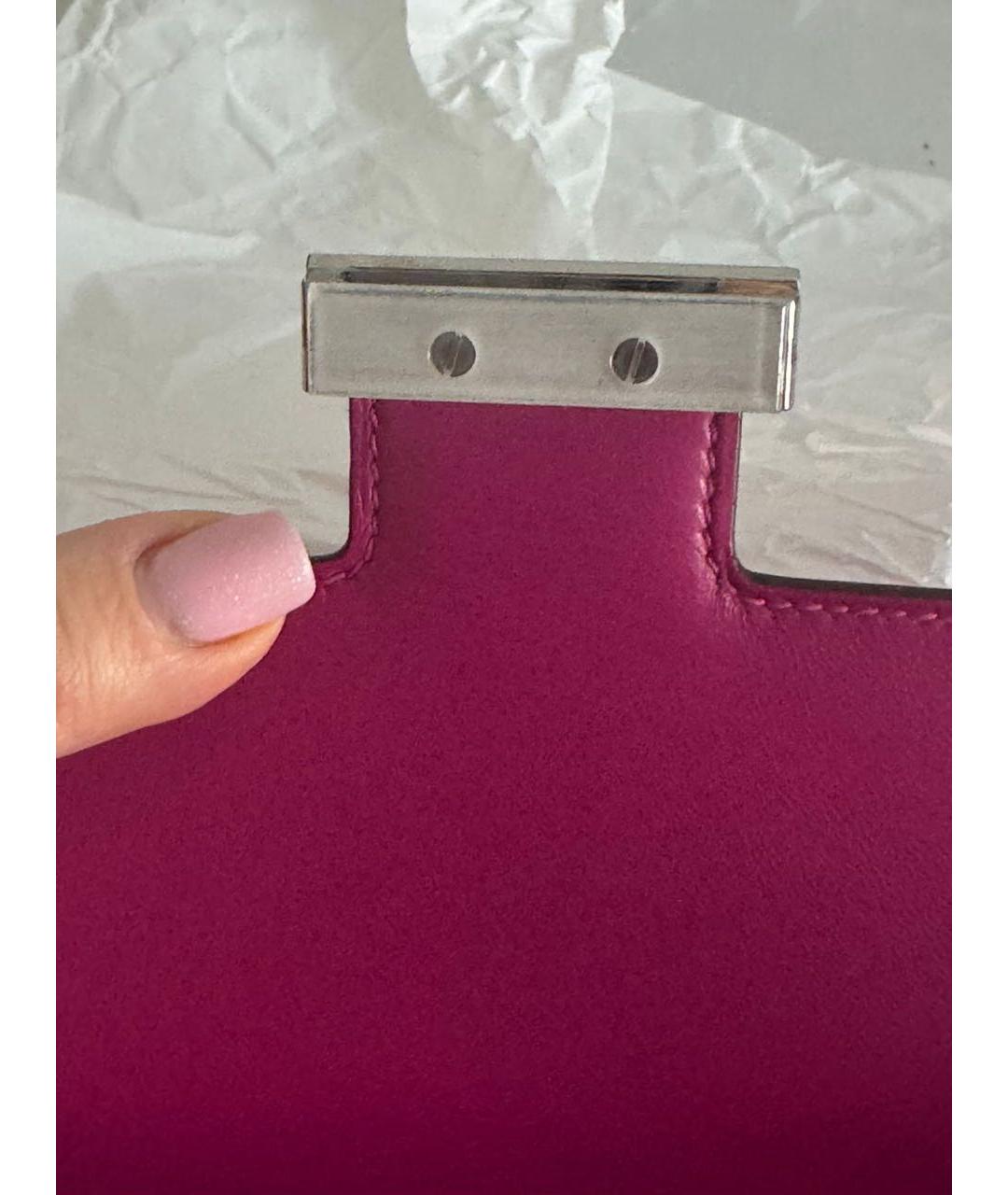 HERMES Розовая сумка через плечо из экзотической кожи, фото 8