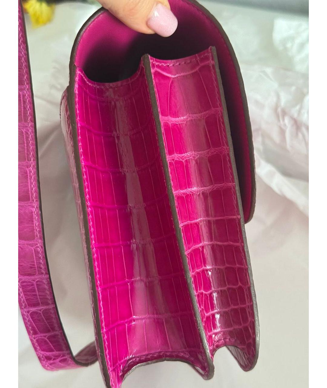 HERMES Розовая сумка через плечо из экзотической кожи, фото 2