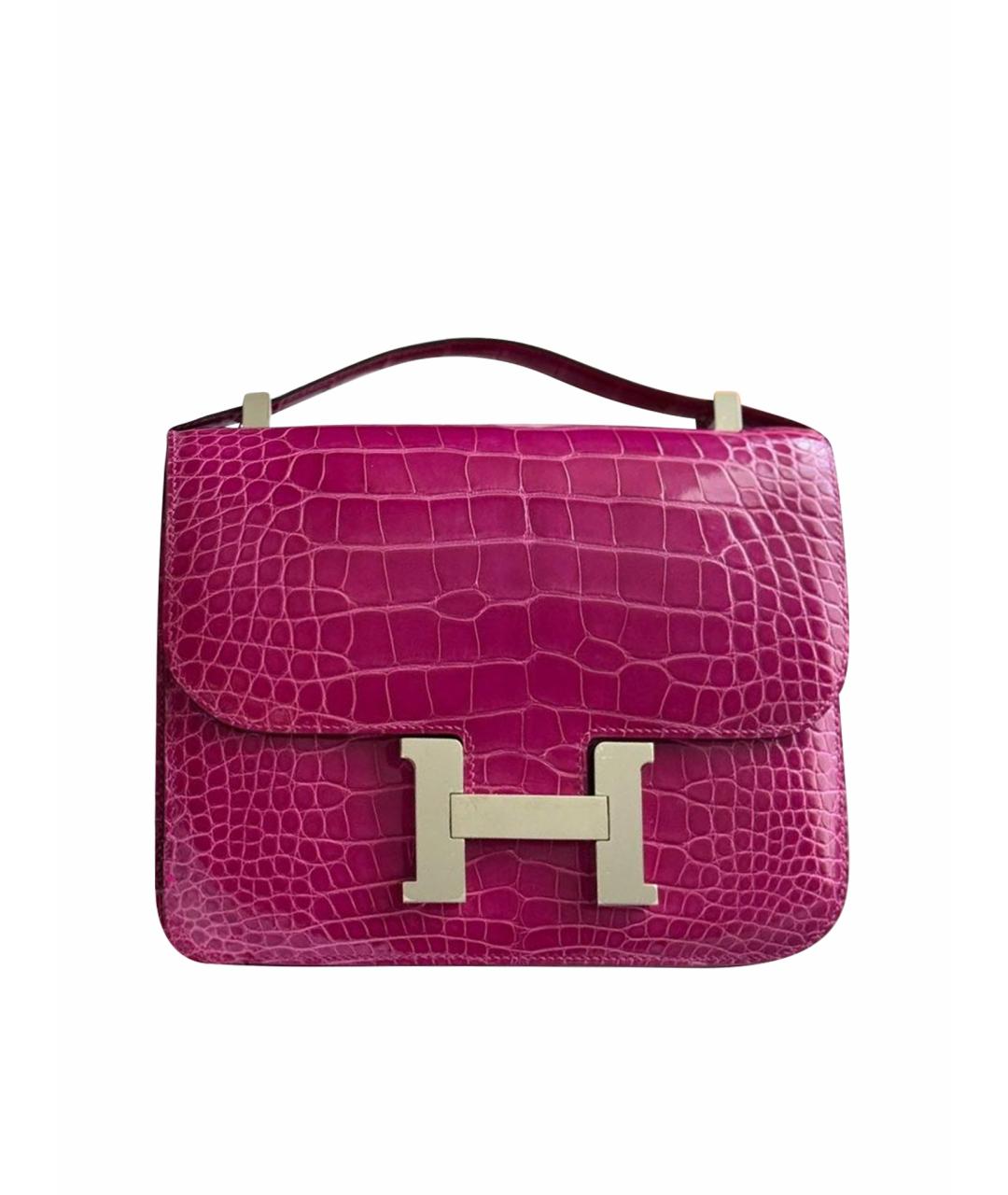 HERMES Розовая сумка через плечо из экзотической кожи, фото 1