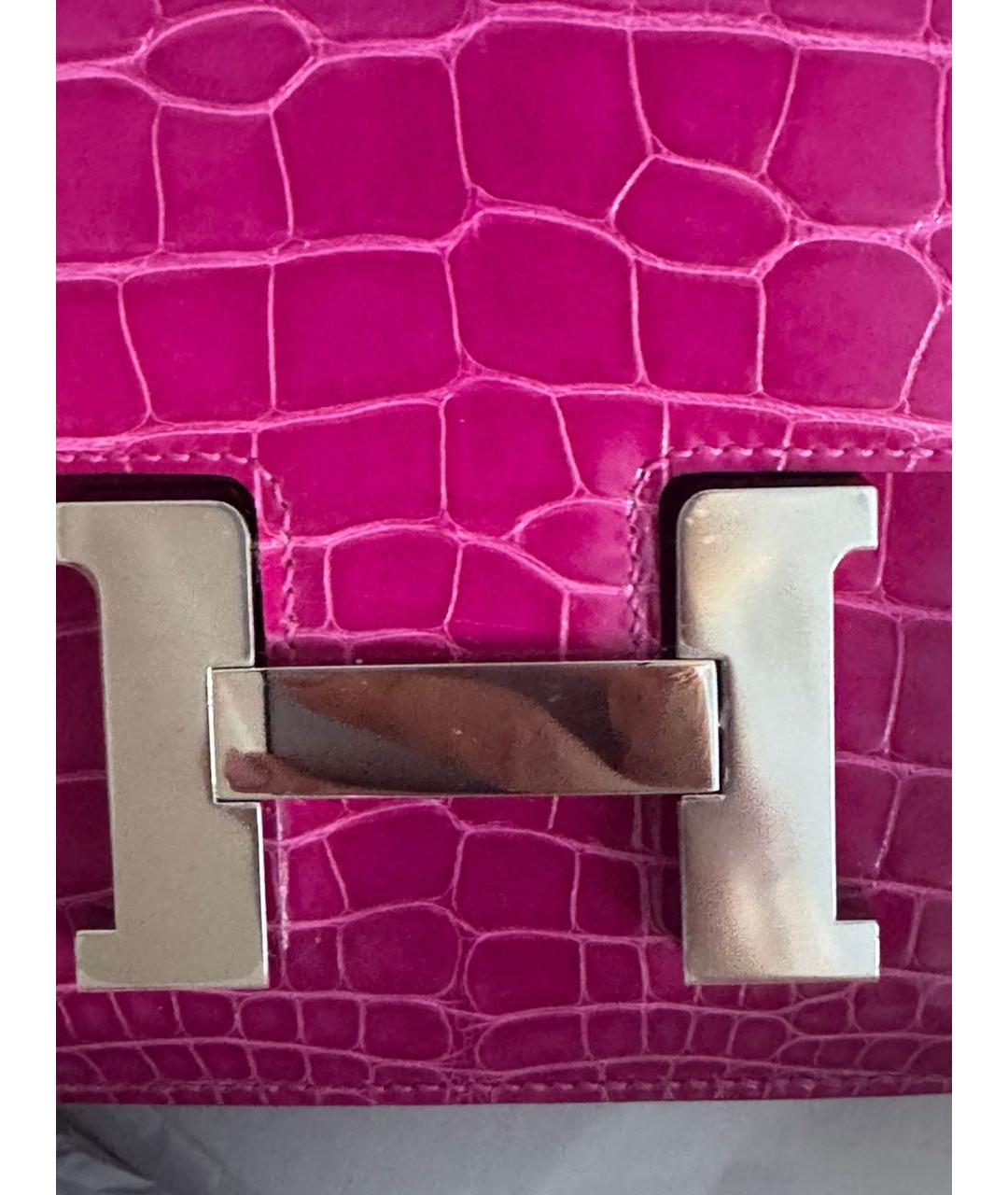 HERMES Розовая сумка через плечо из экзотической кожи, фото 5