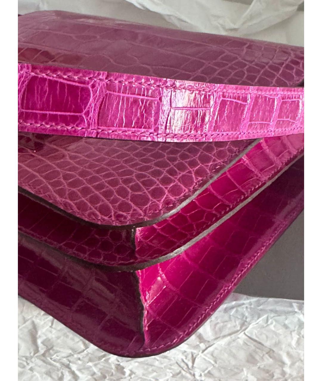 HERMES Розовая сумка через плечо из экзотической кожи, фото 7