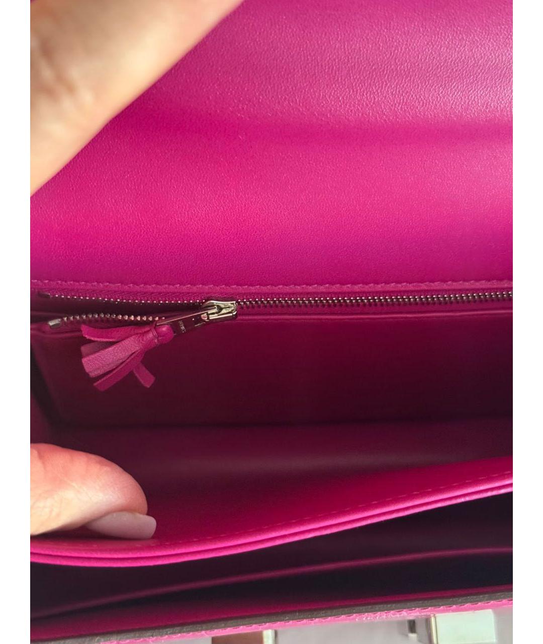 HERMES Розовая сумка через плечо из экзотической кожи, фото 4