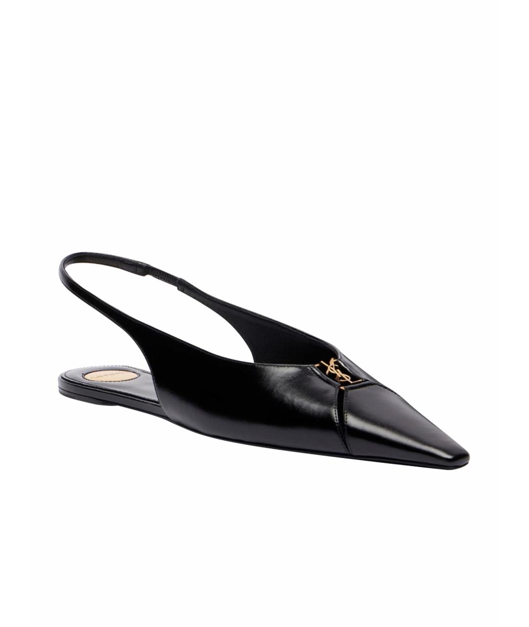SAINT LAURENT Черные кожаные мюли, фото 1