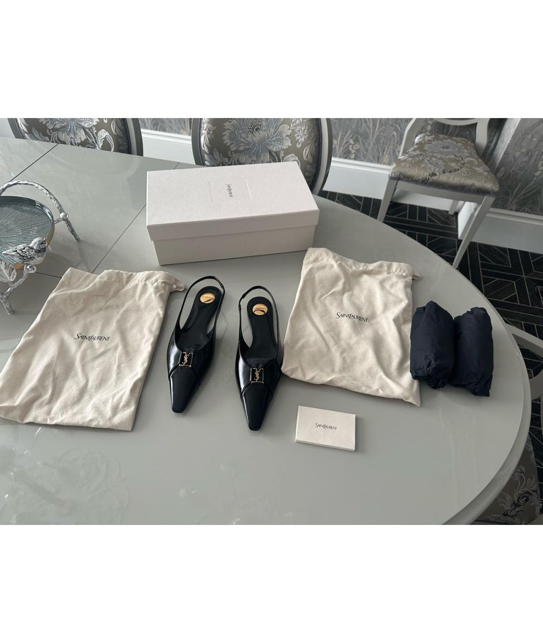 SAINT LAURENT Черные кожаные мюли, фото 5