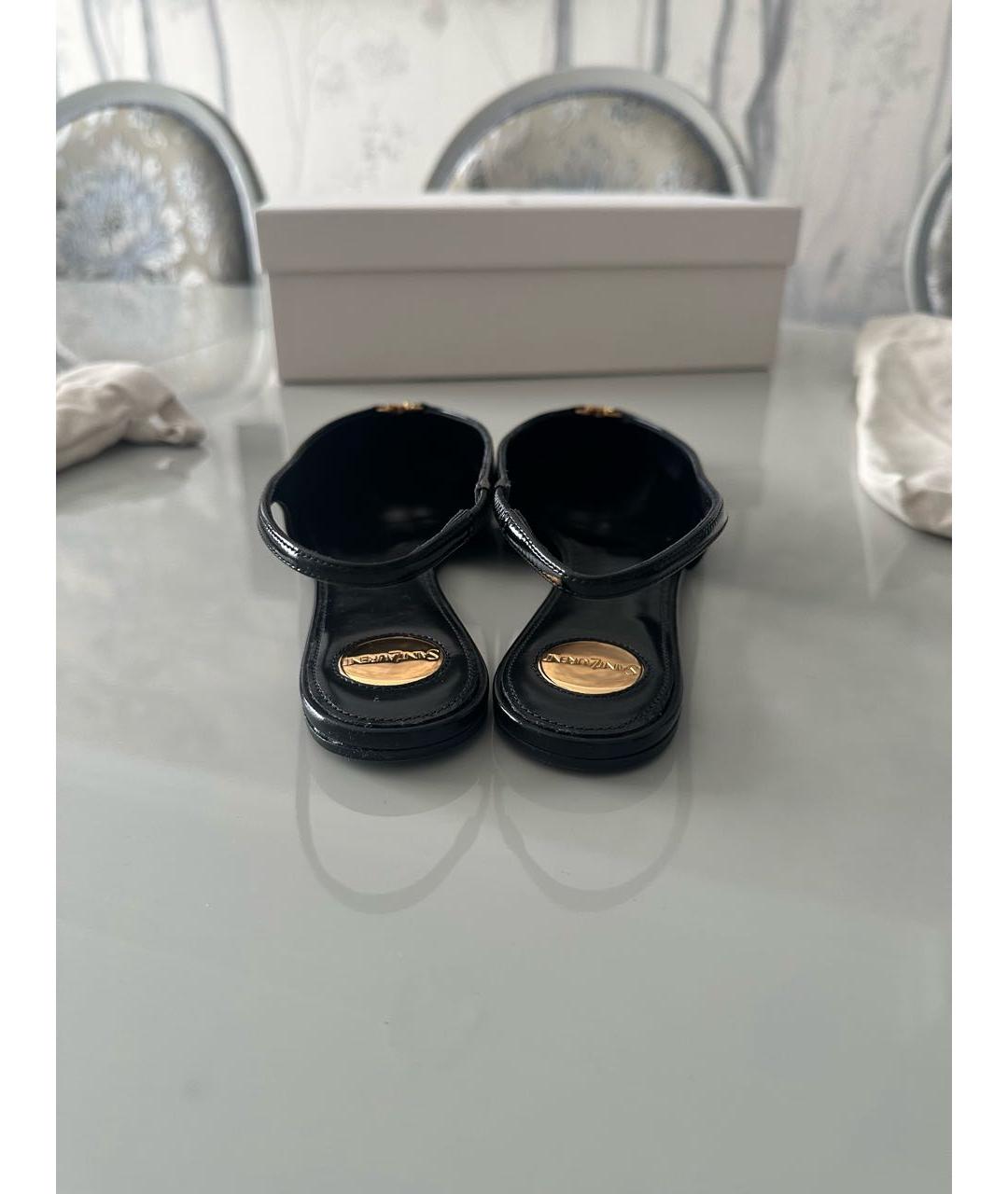 SAINT LAURENT Черные кожаные мюли, фото 4