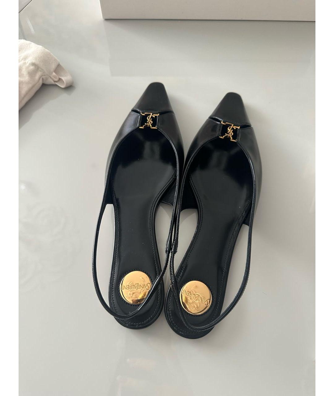 SAINT LAURENT Черные кожаные мюли, фото 3