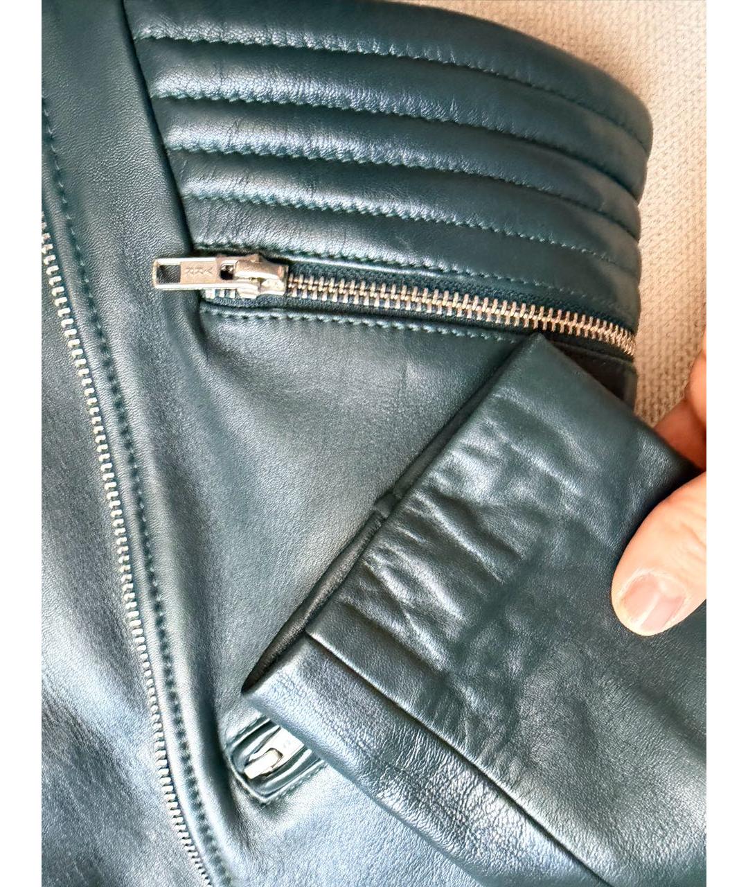 MAJE Зеленая кожаная куртка, фото 3