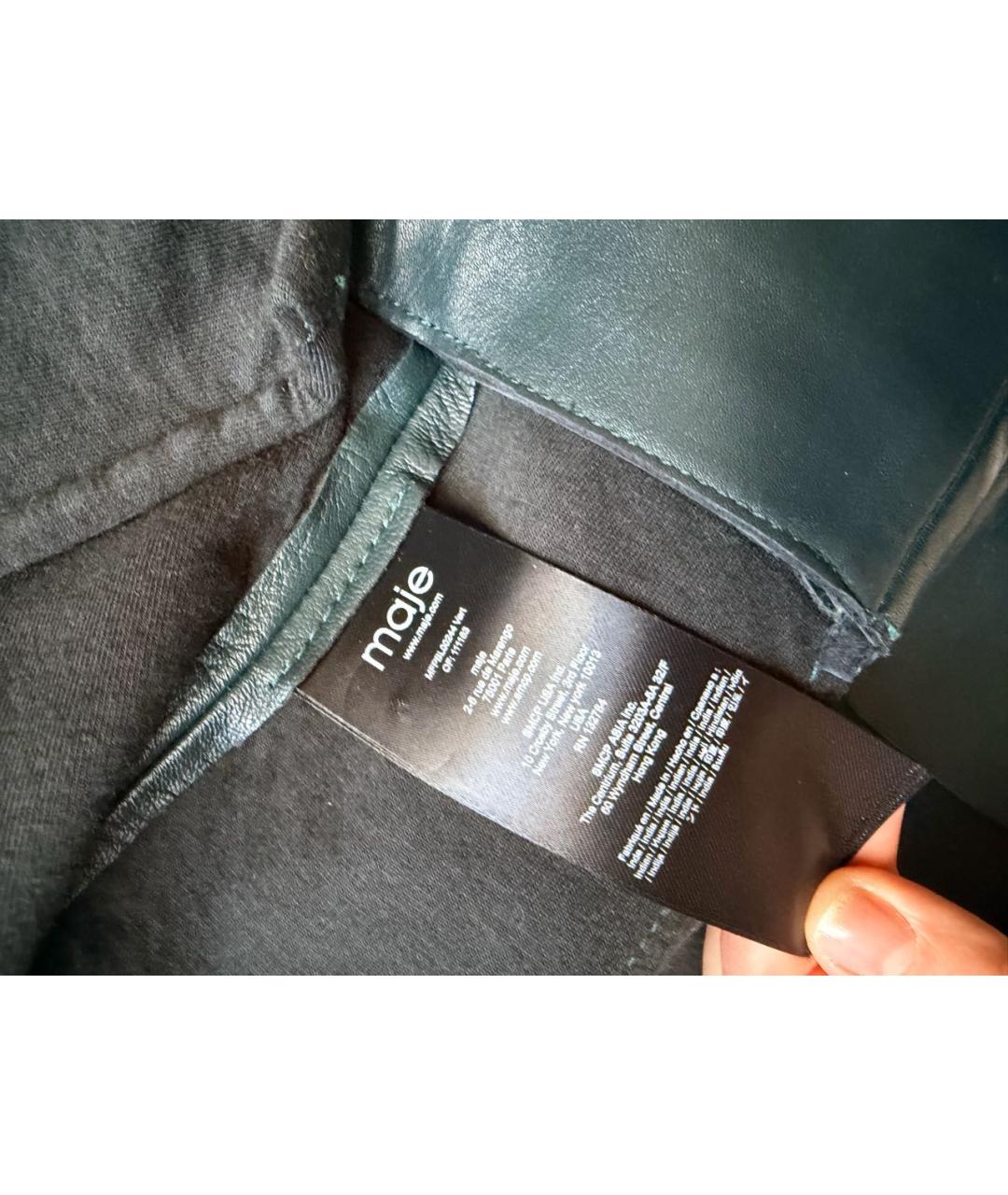 MAJE Зеленая кожаная куртка, фото 4