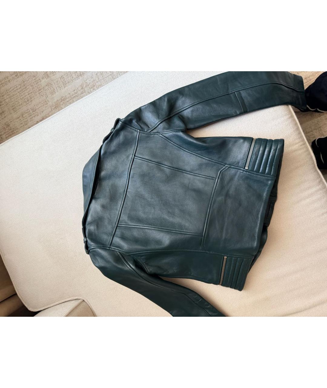 MAJE Зеленая кожаная куртка, фото 2