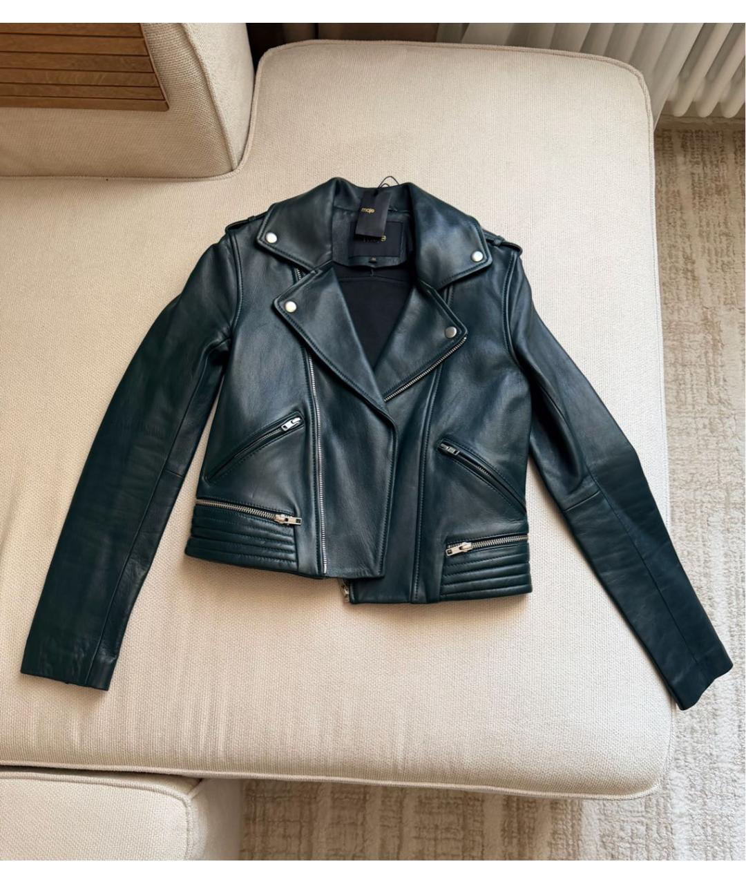 MAJE Зеленая кожаная куртка, фото 8