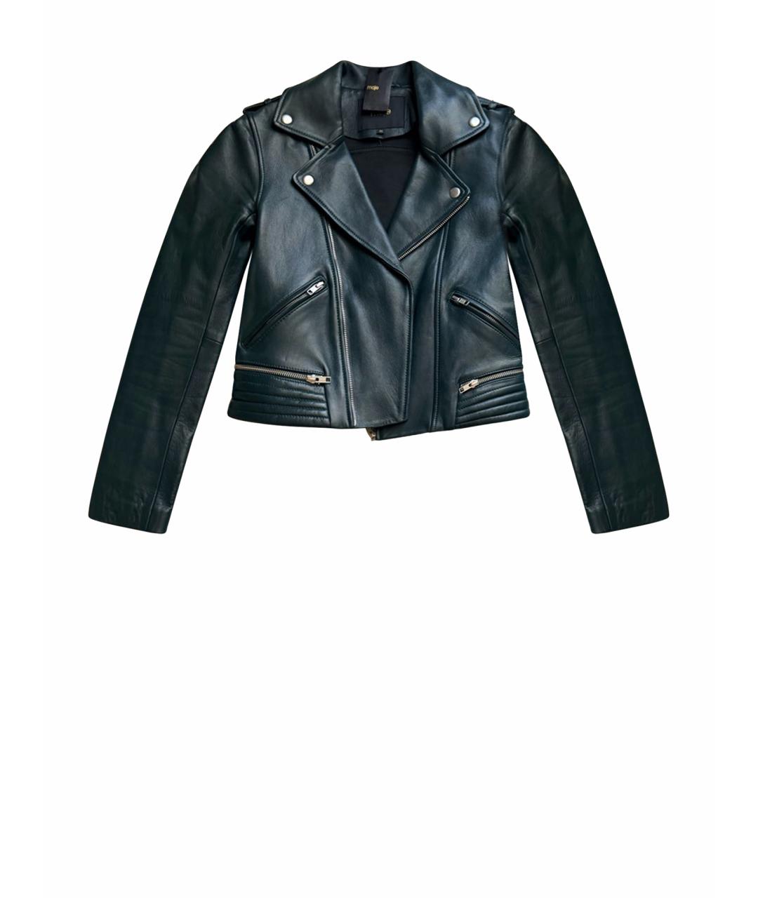 MAJE Зеленая кожаная куртка, фото 1