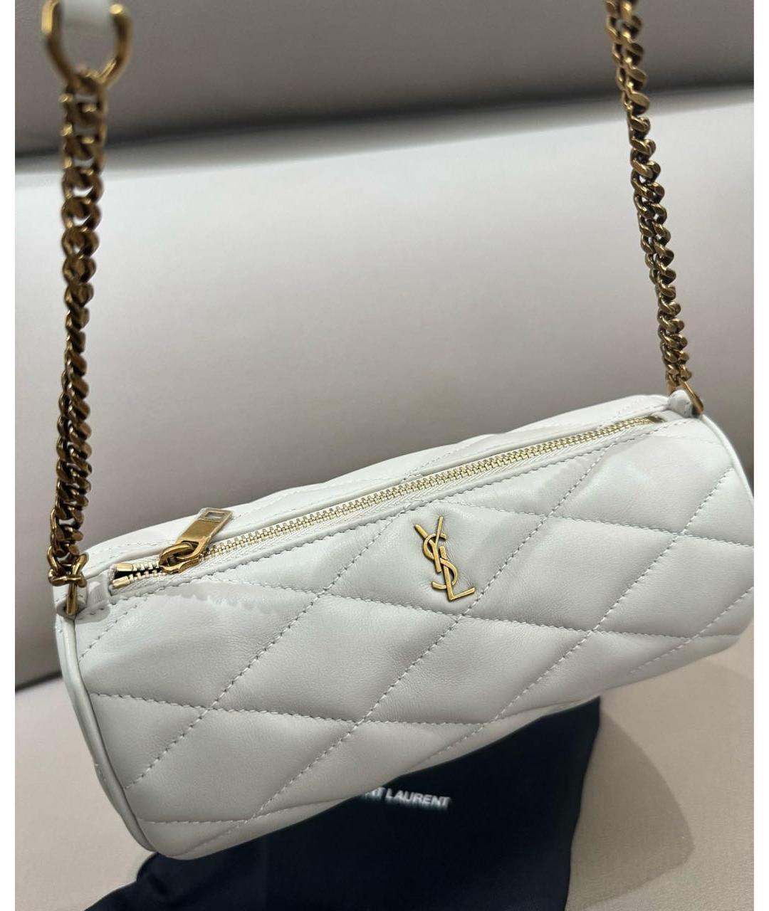 SAINT LAURENT Белая кожаная сумка через плечо, фото 6