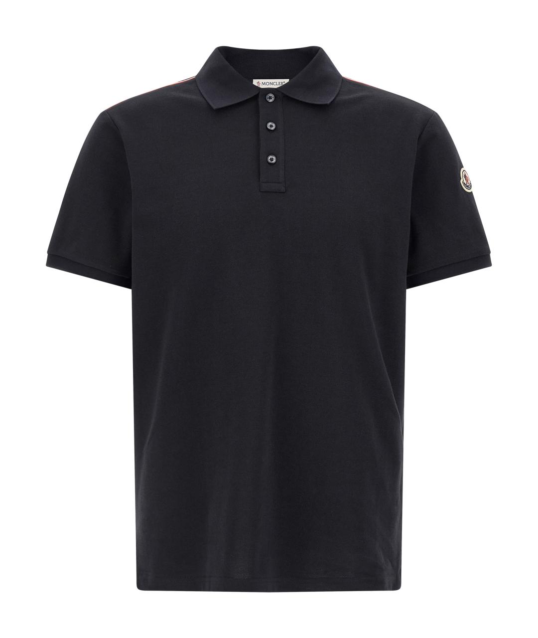 MONCLER Синее хлопковое поло с коротким рукавом, фото 1