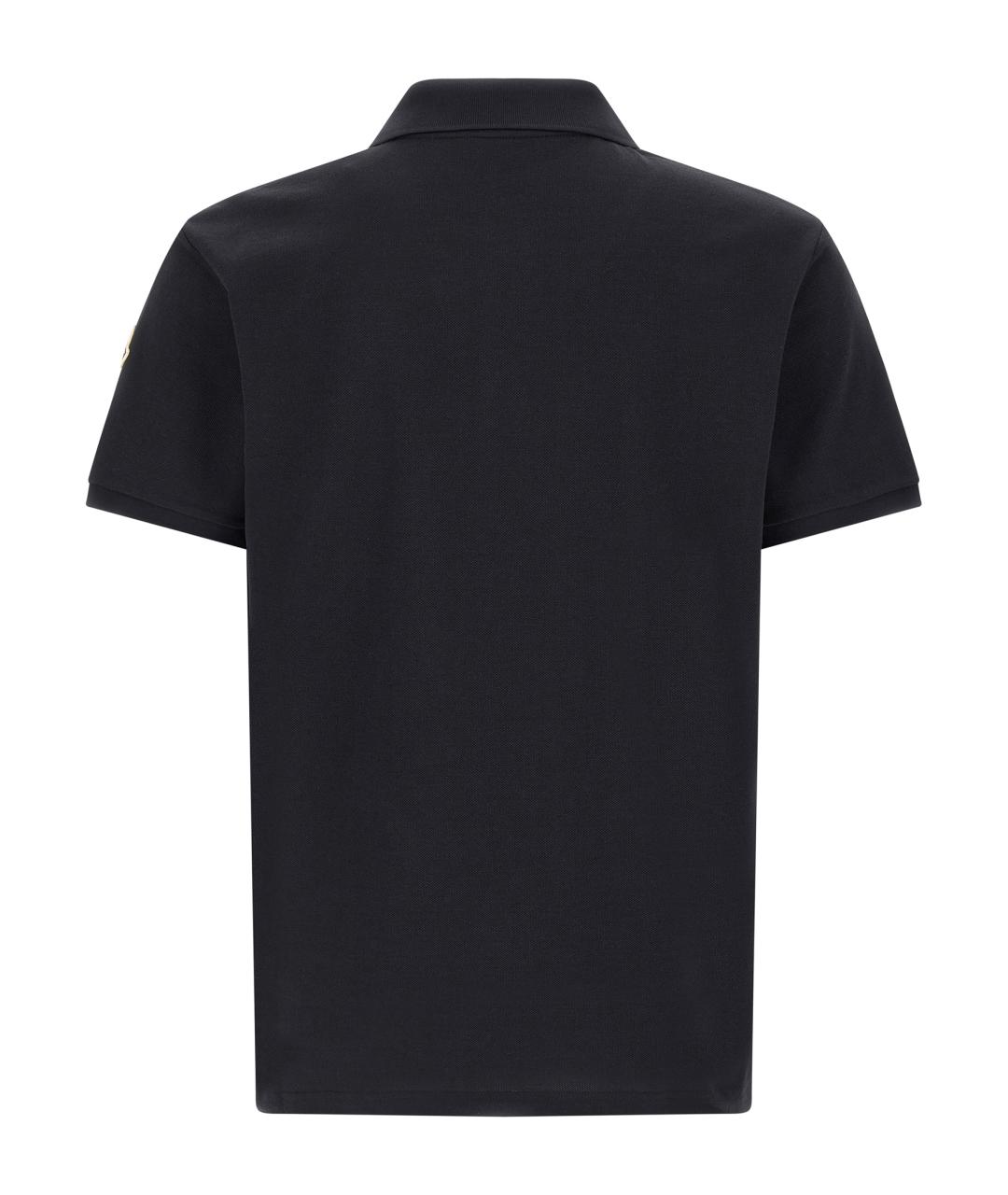 MONCLER Синее хлопковое поло с коротким рукавом, фото 2