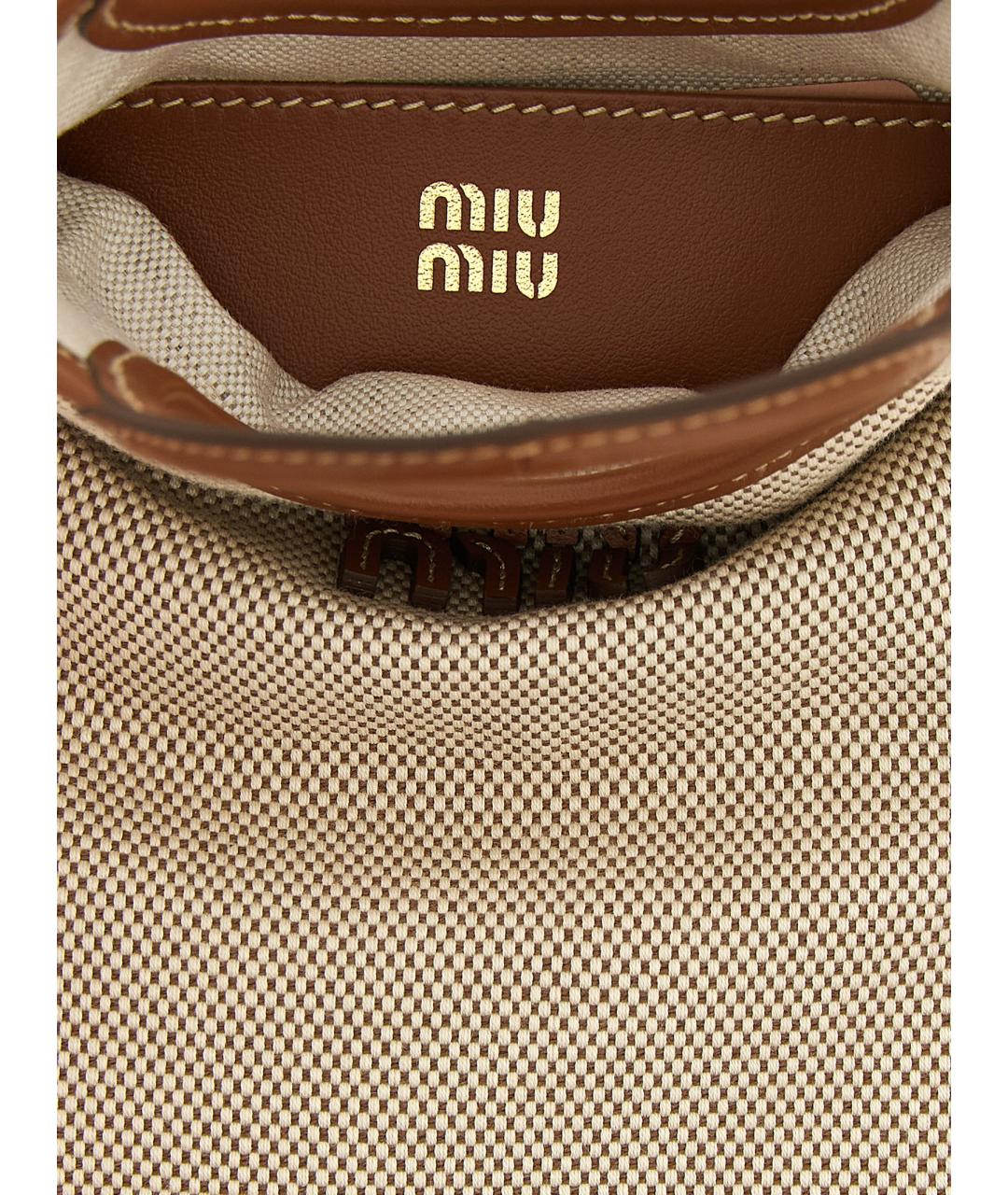 MIU MIU Бежевая тканевая сумка тоут, фото 4