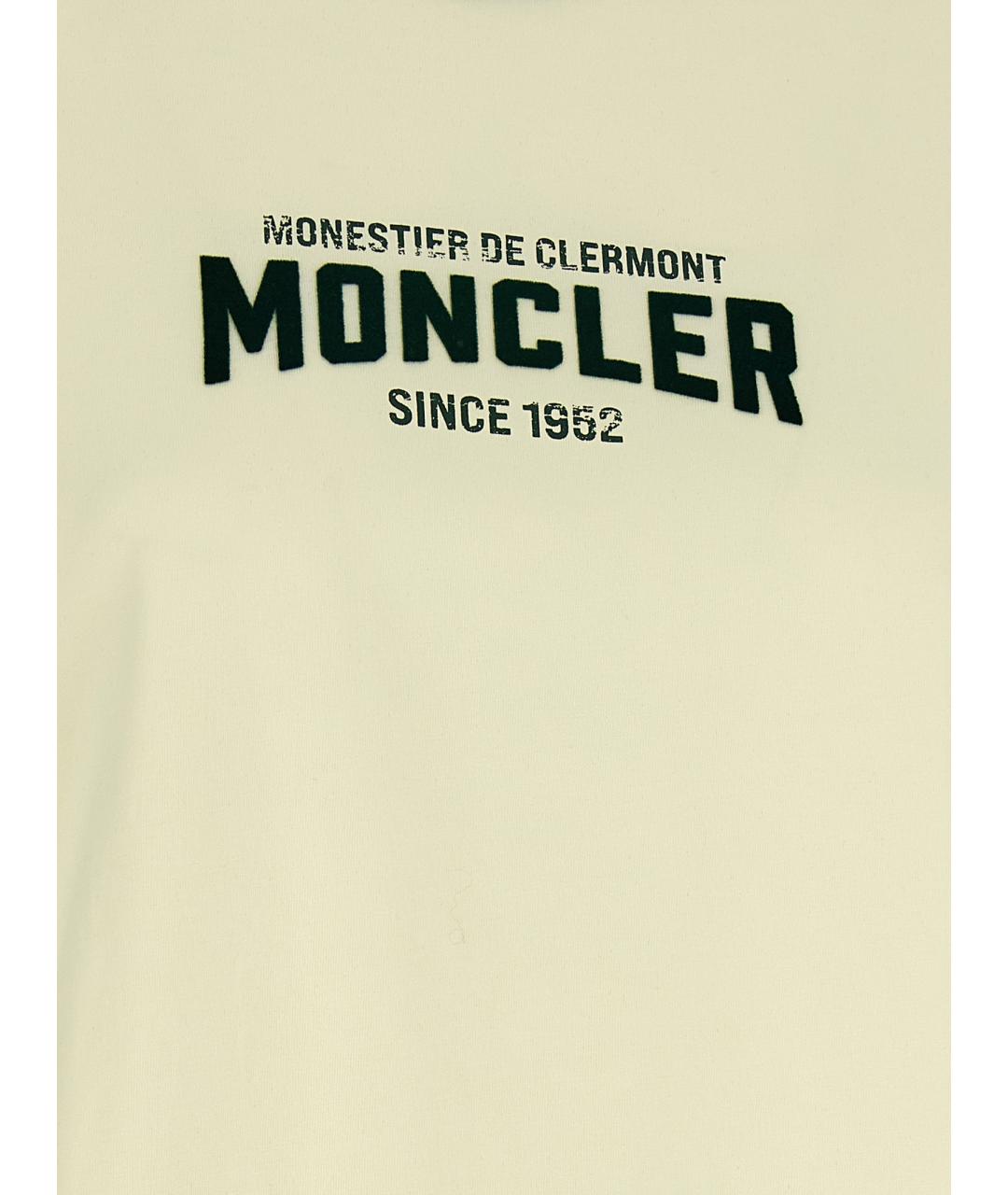 MONCLER Бежевая хлопковая футболка, фото 4