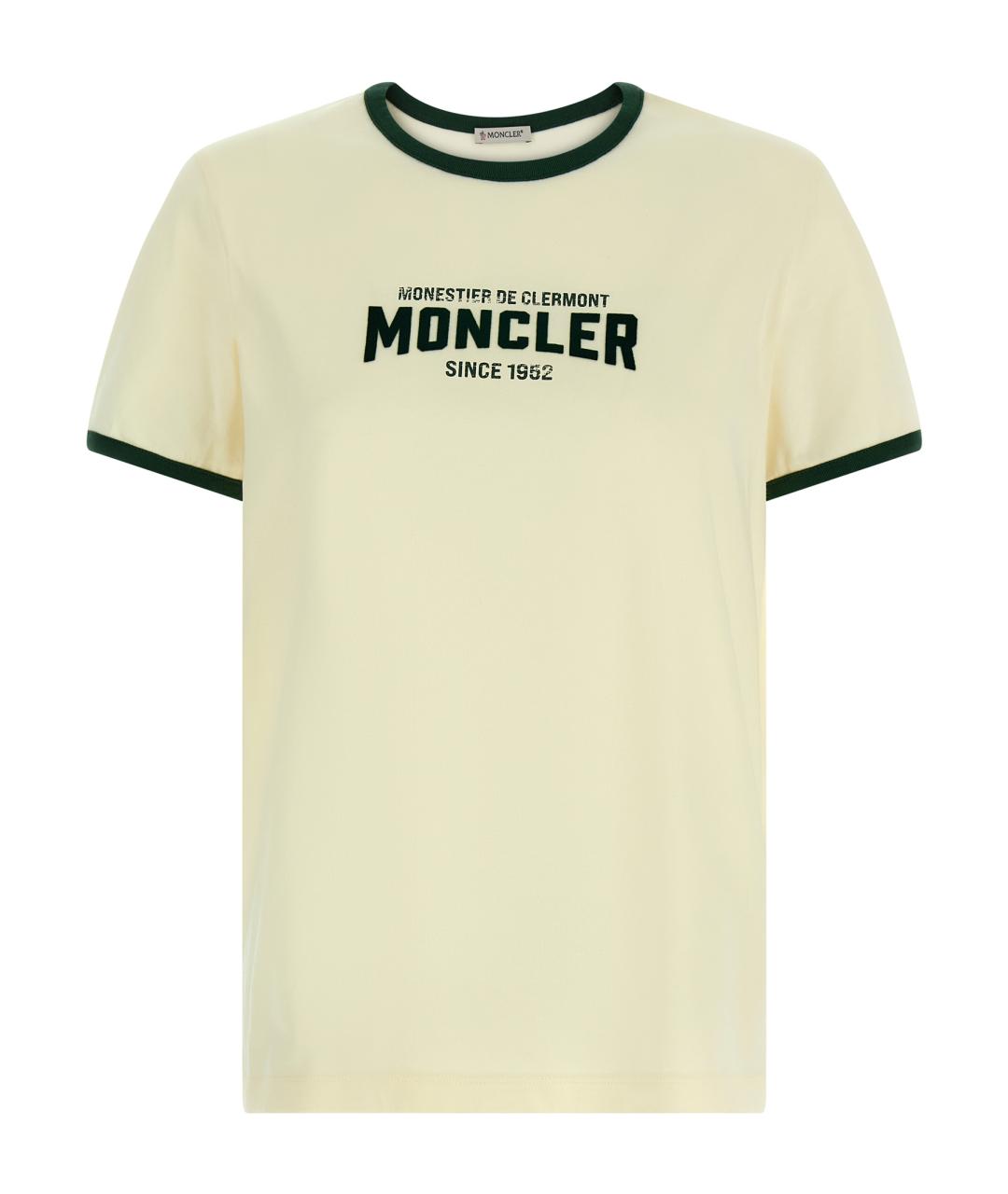 MONCLER Бежевая хлопковая футболка, фото 1