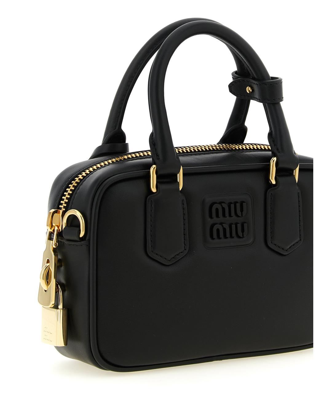 MIU MIU Черная кожаная сумка через плечо, фото 3