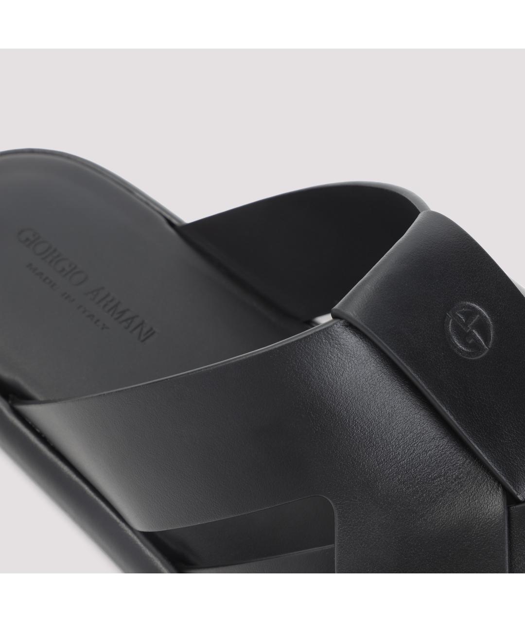 GIORGIO ARMANI Черные кожаные сандалии, фото 3