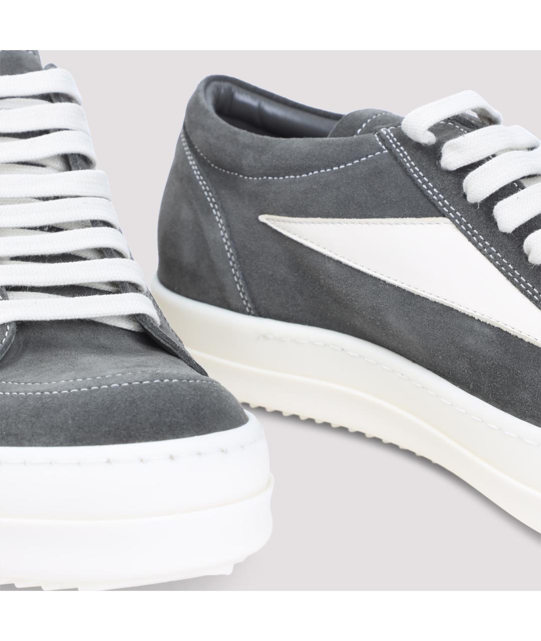 RICK OWENS Антрацитовые замшевые низкие кроссовки / кеды, фото 6