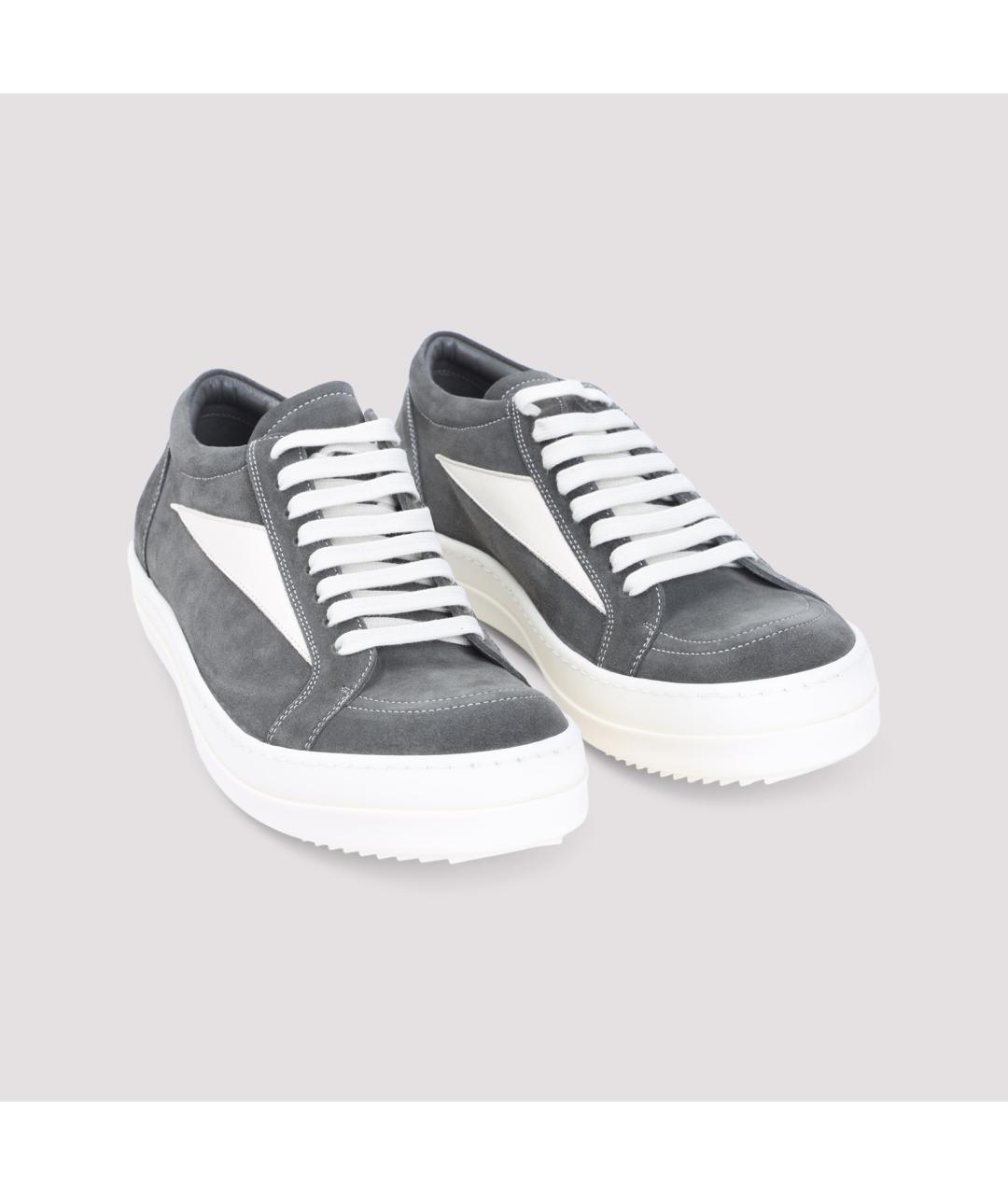 RICK OWENS Антрацитовые замшевые низкие кроссовки / кеды, фото 5