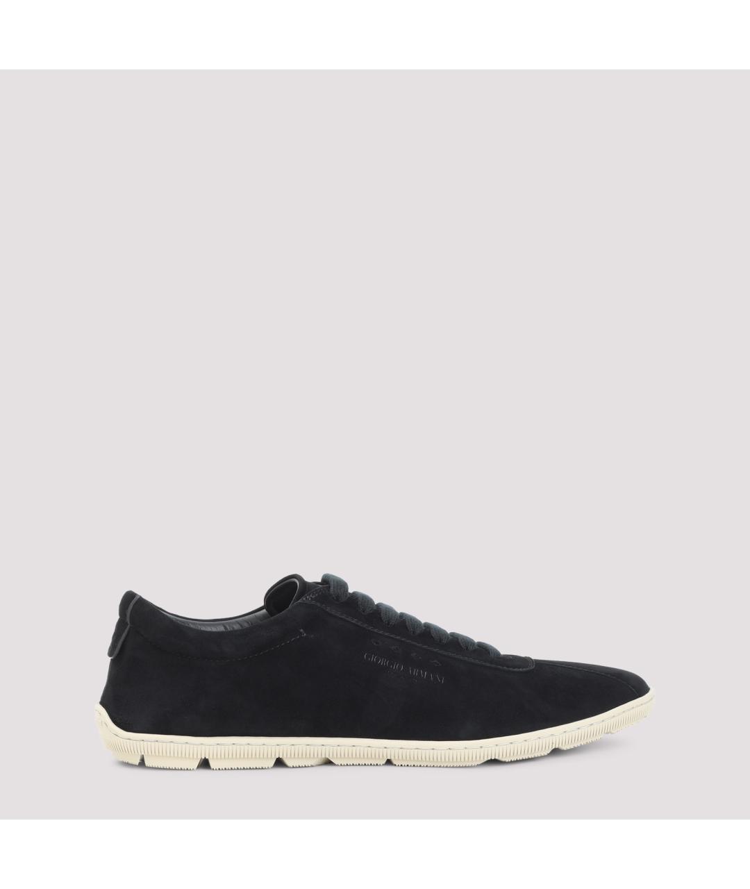 GIORGIO ARMANI Черные замшевые низкие кроссовки / кеды, фото 2