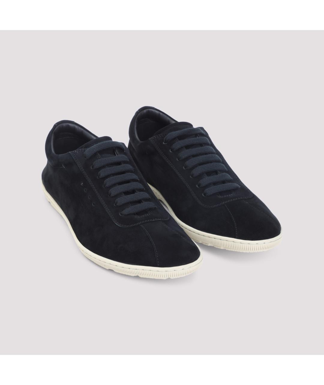 GIORGIO ARMANI Черные замшевые низкие кроссовки / кеды, фото 5