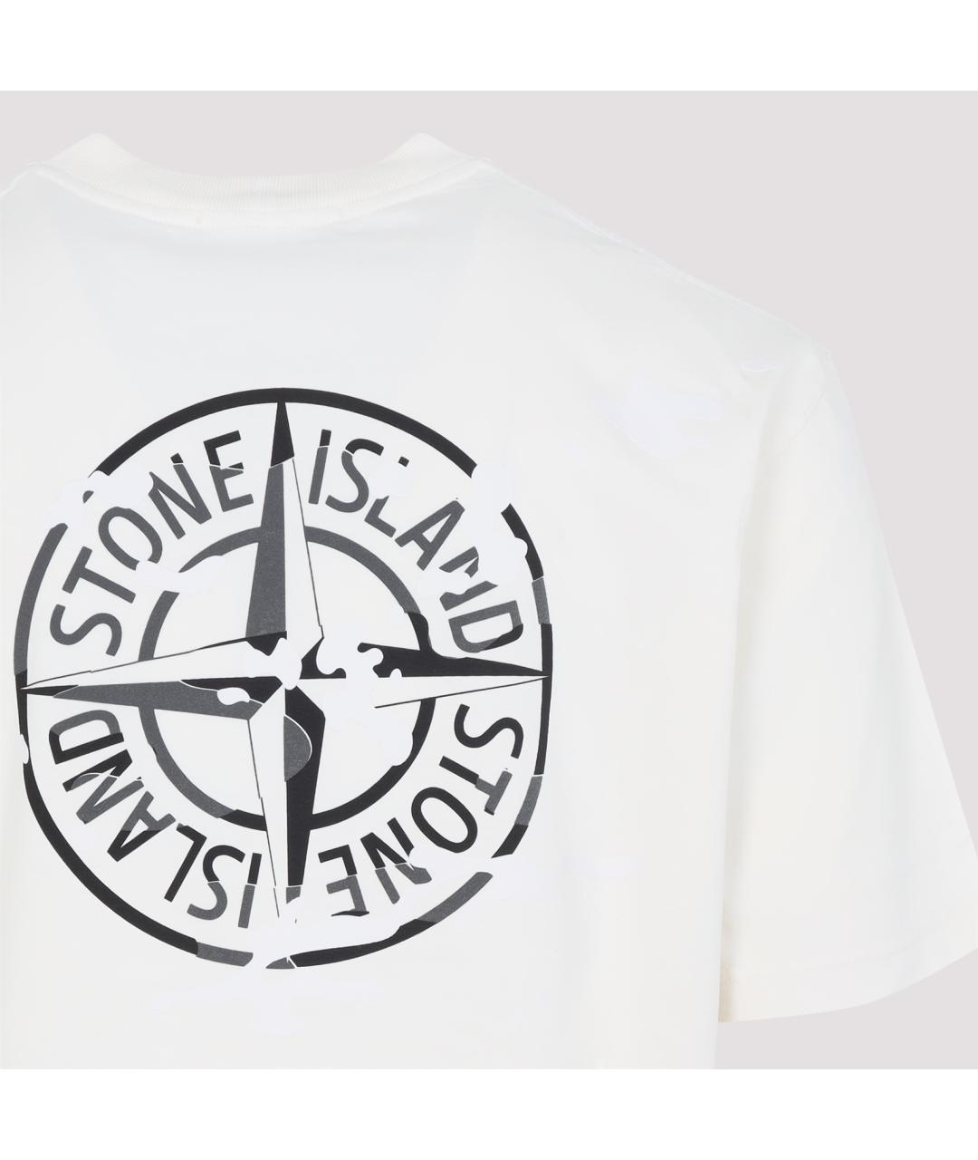STONE ISLAND Белая хлопковая футболка, фото 4