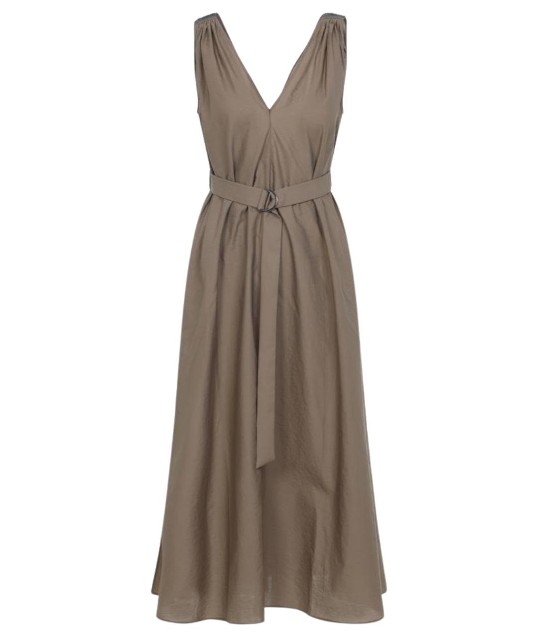 BRUNELLO CUCINELLI Коричневое хлопковое повседневное платье, фото 1