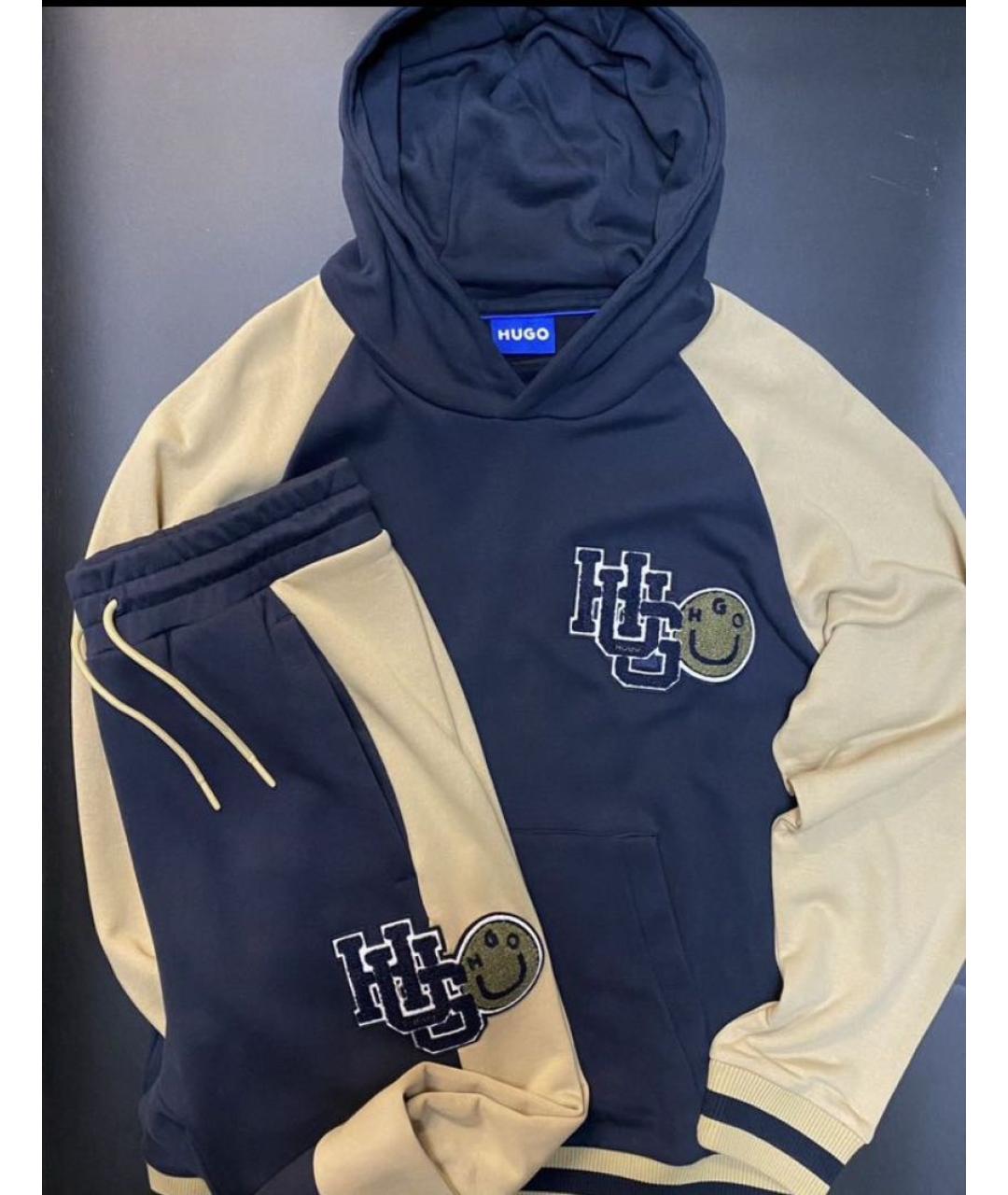 HUGO Темно-синий хлопковый спортивный костюм, фото 5