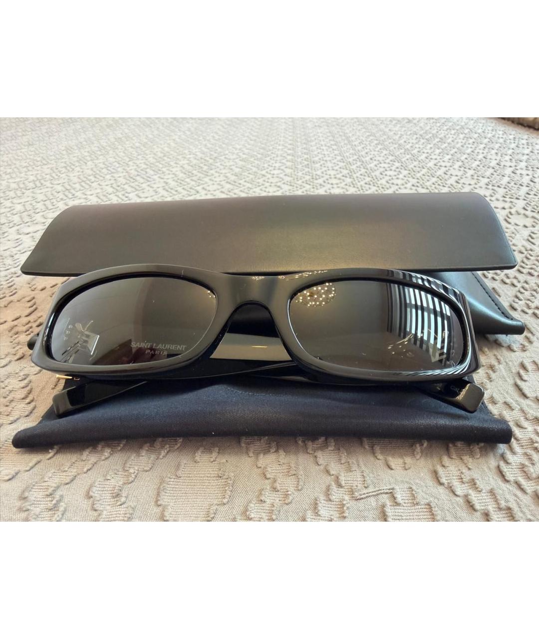 SAINT LAURENT Черные пластиковые солнцезащитные очки, фото 8