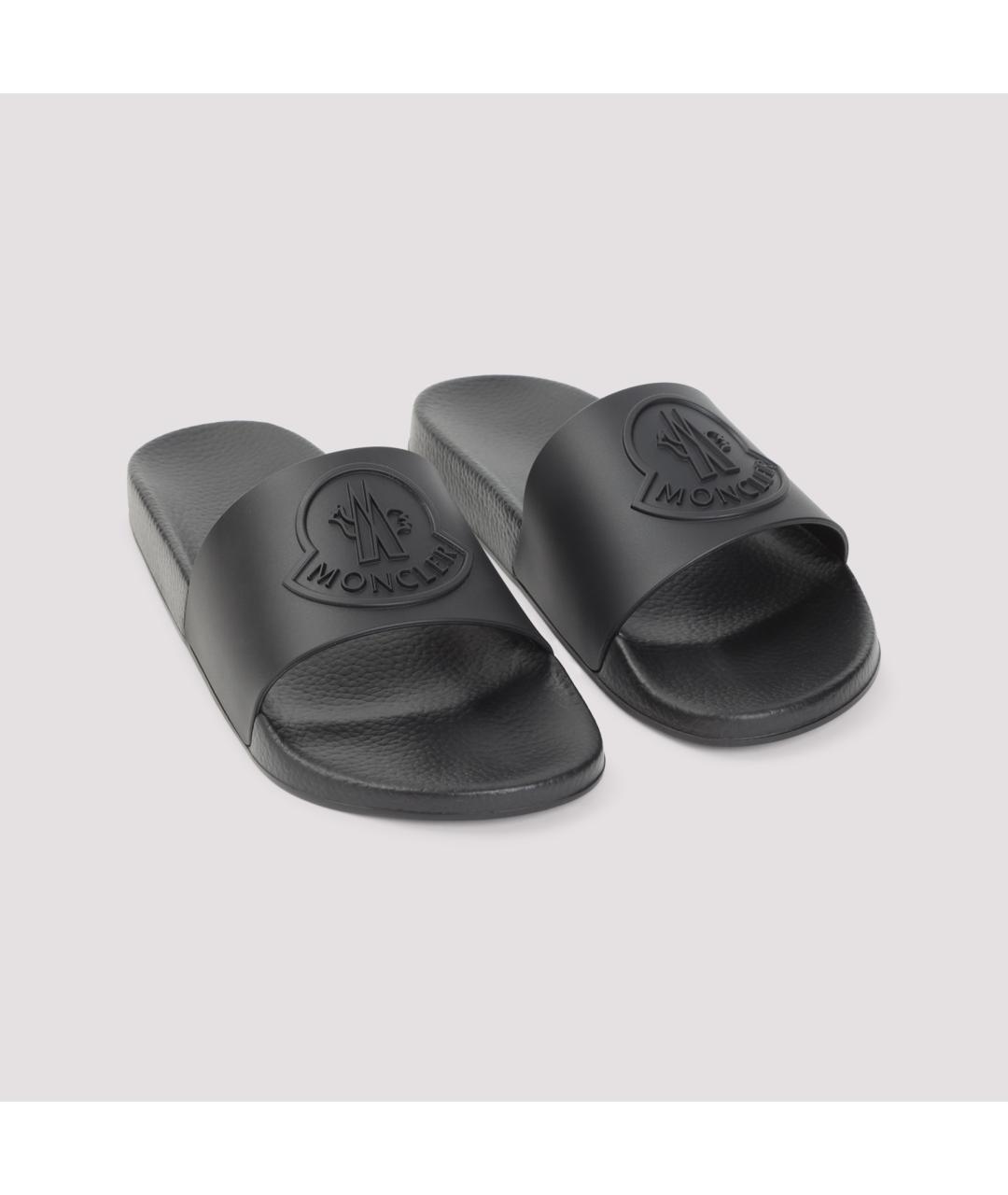 MONCLER Черные синтетические шлепанцы, фото 3
