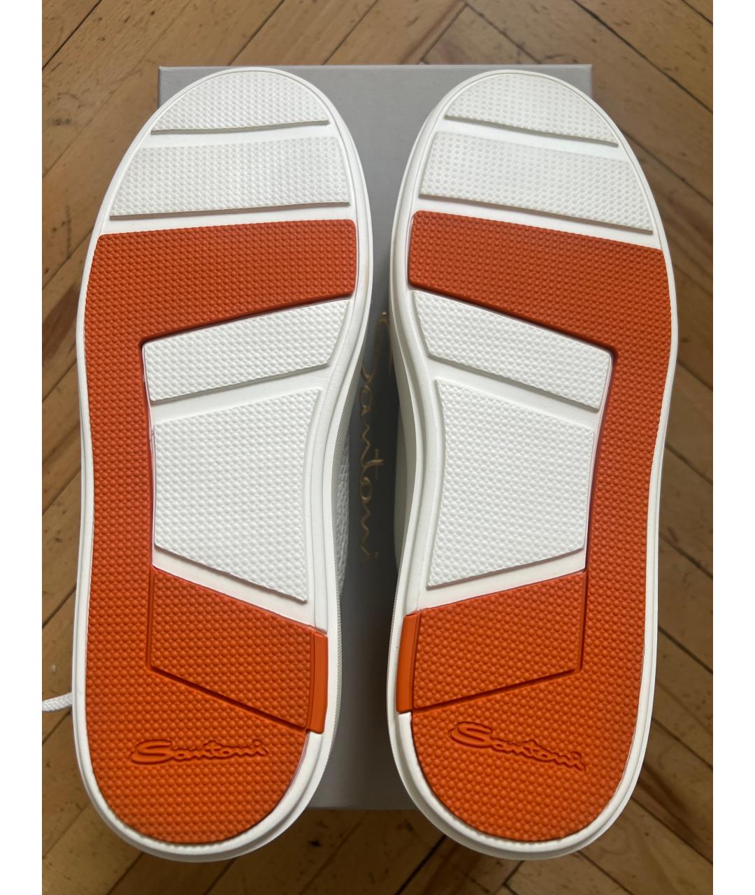 SANTONI Белые кожаные кеды, фото 5