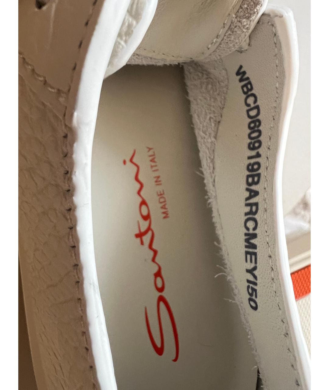 SANTONI Белые кожаные кеды, фото 8