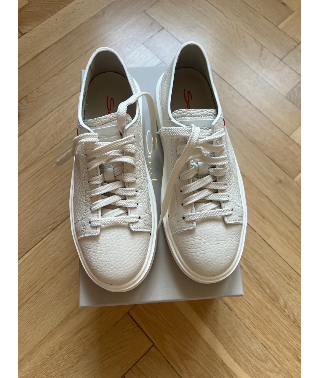 SANTONI Белые кожаные кеды, фото 2