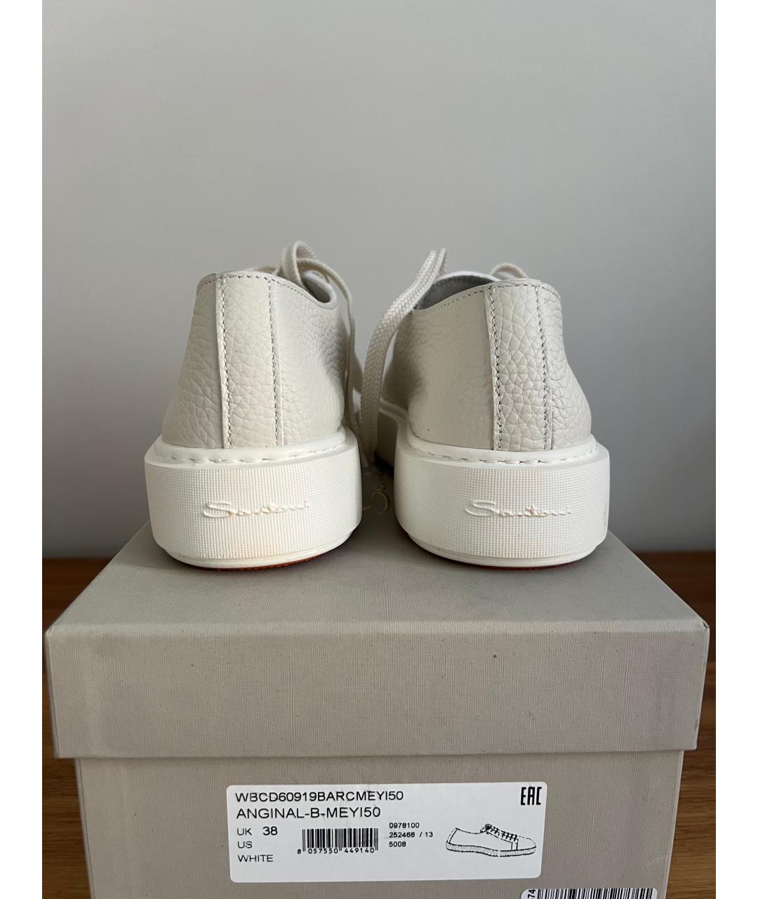 SANTONI Белые кожаные кеды, фото 4